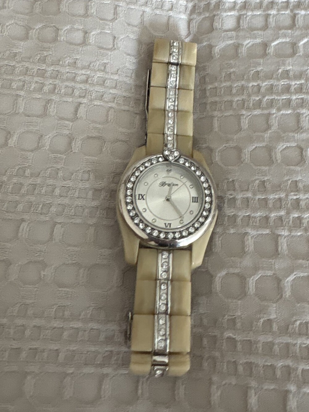 Brighton Dana Point Crystal Accent Bezel Ivory Bracelet Watch